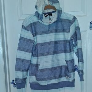 Quiksilver Blue and White Striped Boy's Sweater
